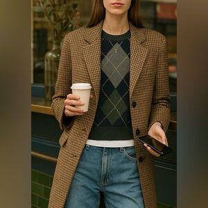 Women's Plaid Long Coat